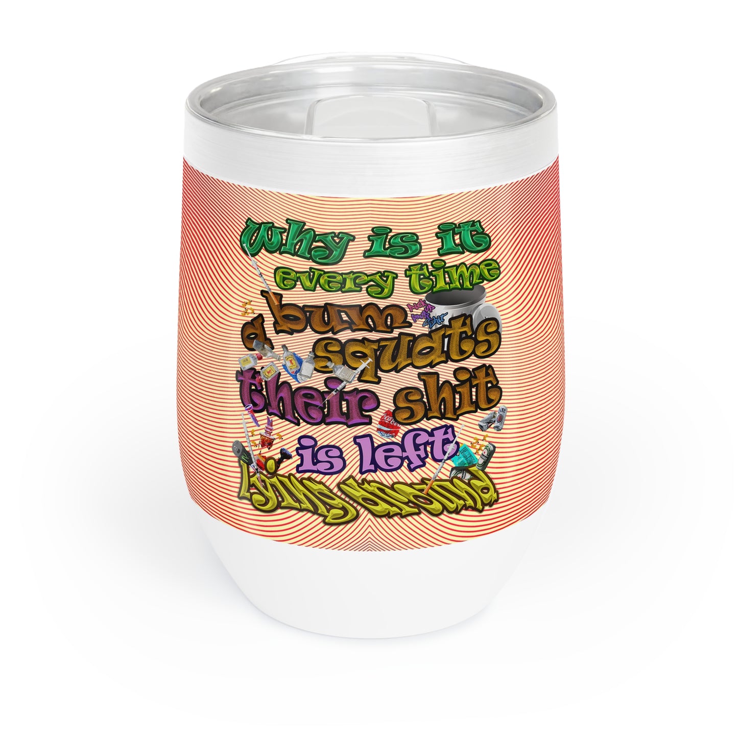 the bum's shit - Chill Wine Tumbler (yellow-orange wave)
