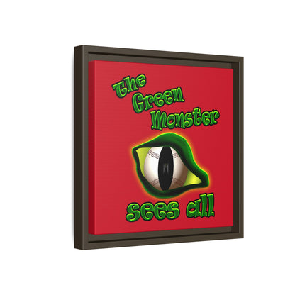green monster - framed canvas art (dark red)