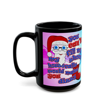 santa's shoes - Black Mug (light blue-pink wave)