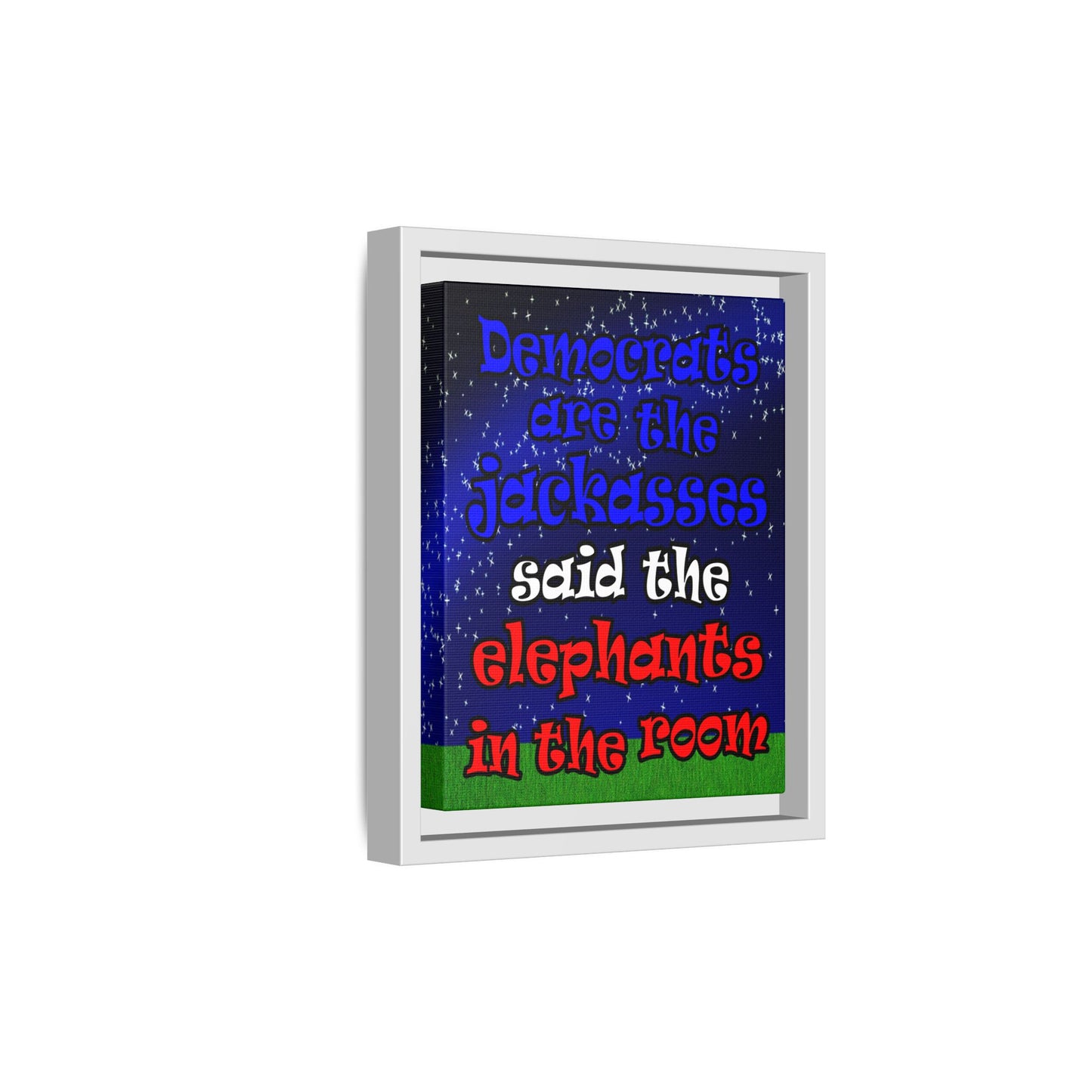 donkeys and elephants - framed canvas art ('snoops' background)