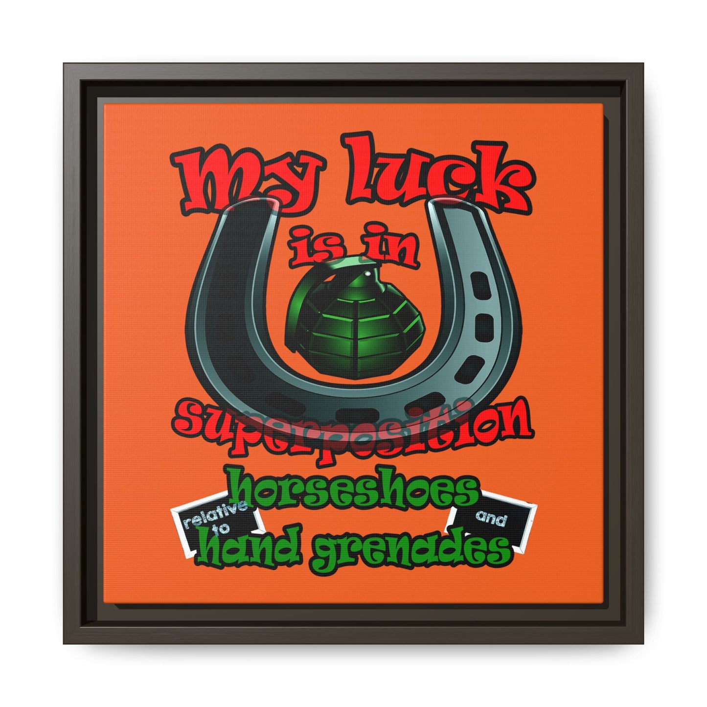 my luck - framed canvas art (orange)