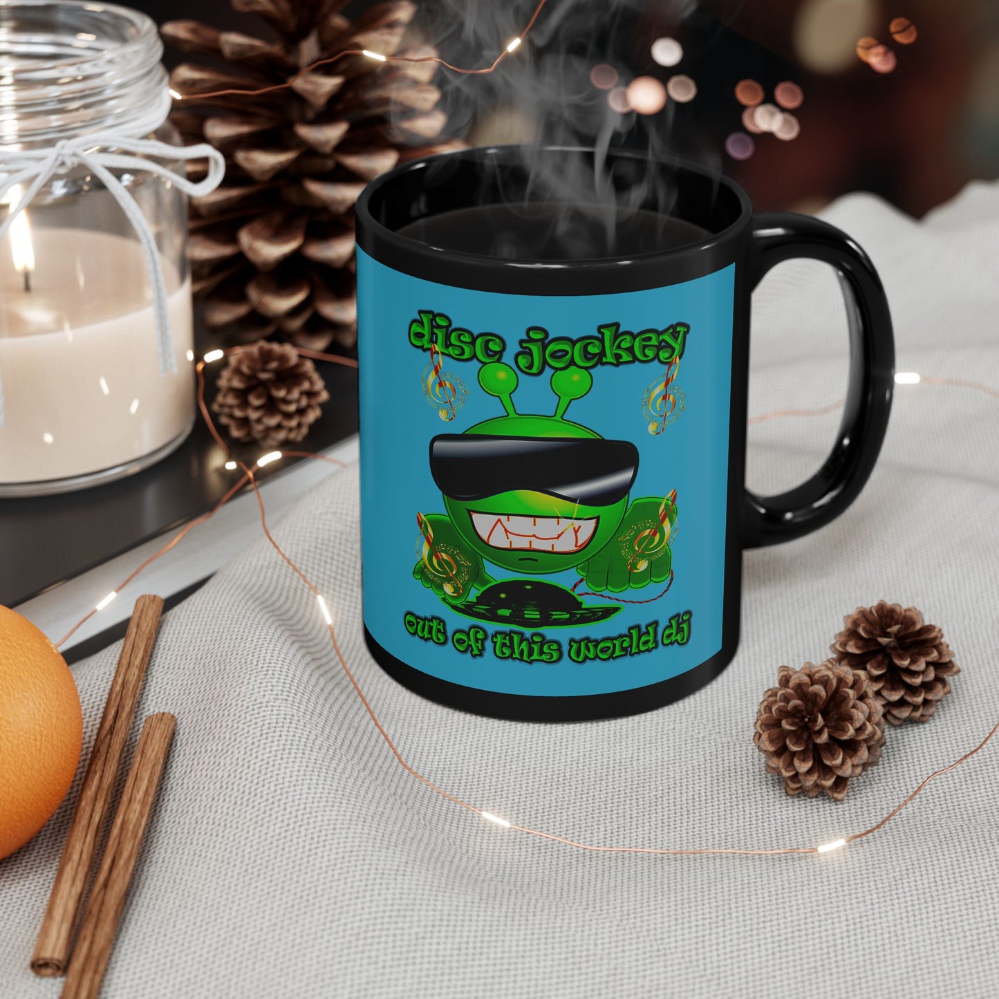 disc jockey - Black Mug (turquoise)