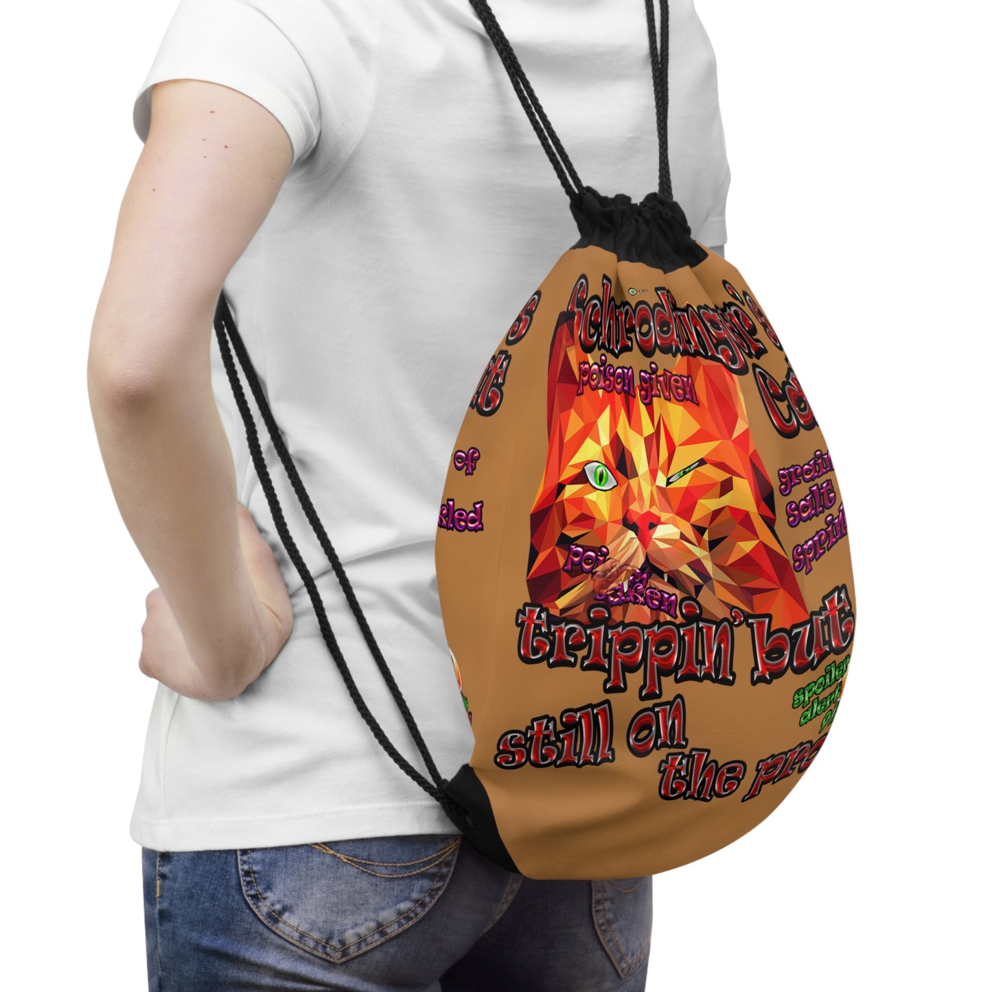 schrodinger's cat - Drawstring Bag (light brown)