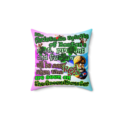 christmas spirits of boston - Spun Polyester Square Pillow - (light blue-pink wave)