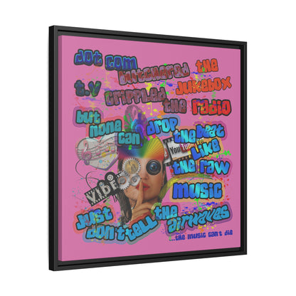 drop the beat - framed canvas art (light pink)