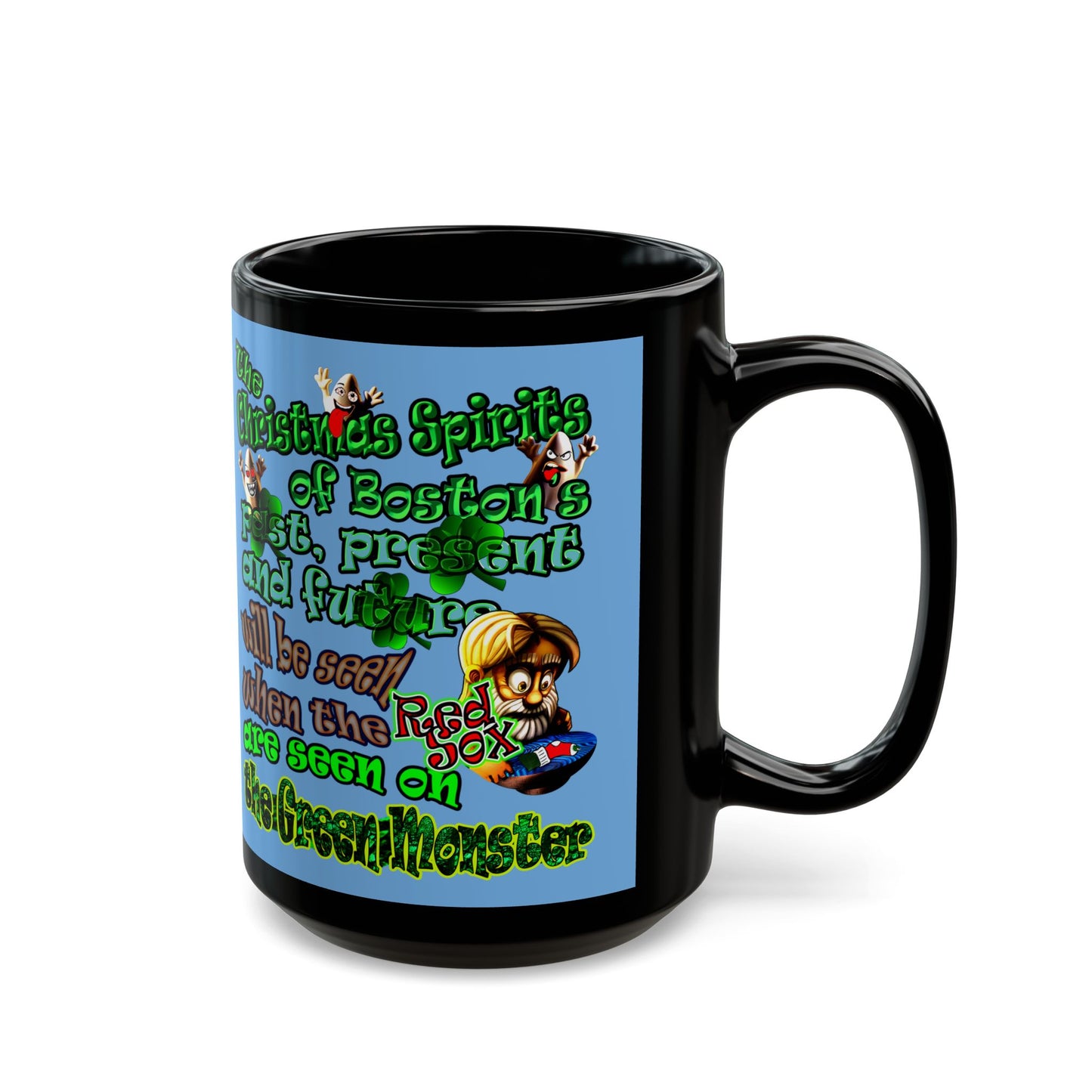 christmas spirits of boston - Black Mug (light blue)
