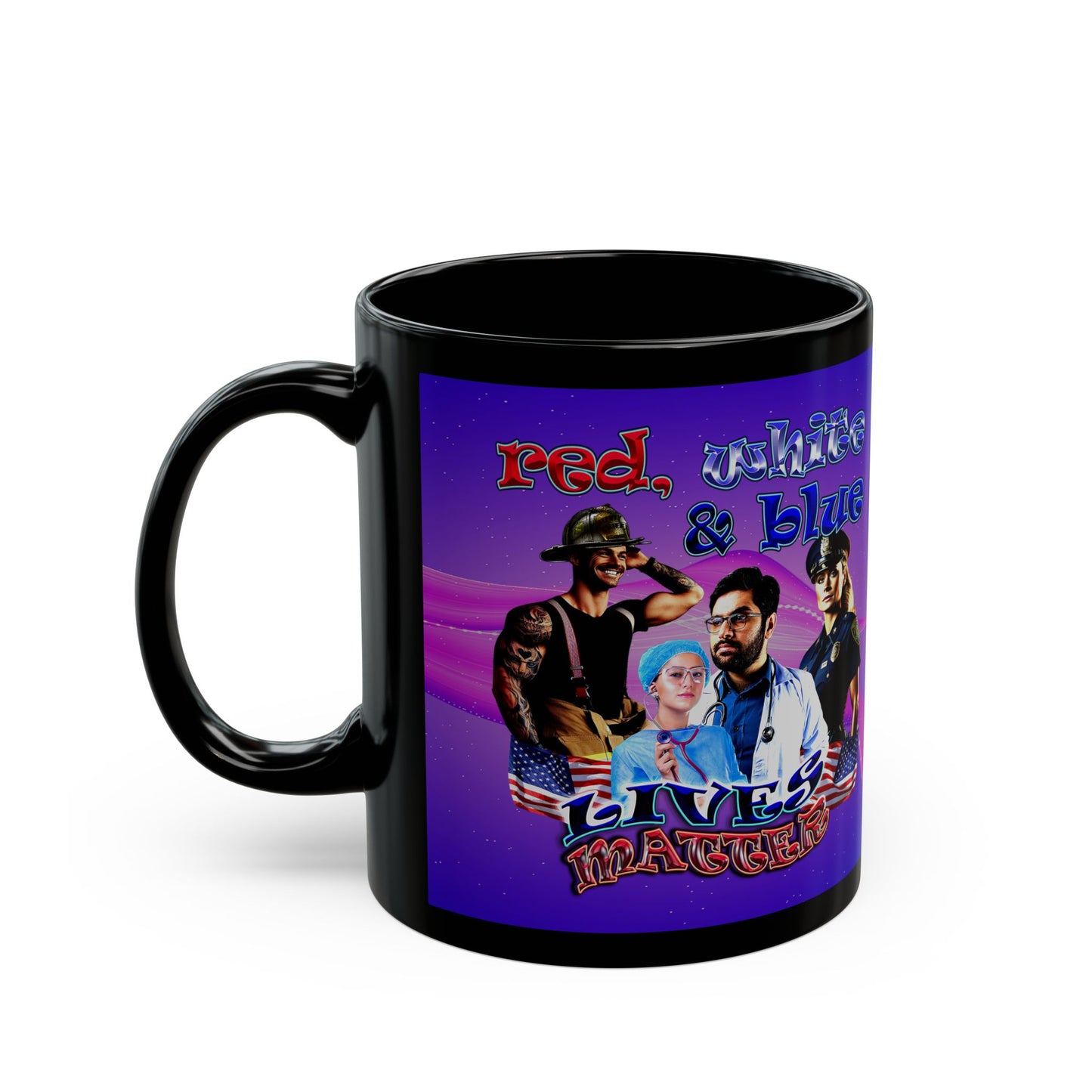 rw&b lives matter - Black Mug (purple-pink wave)