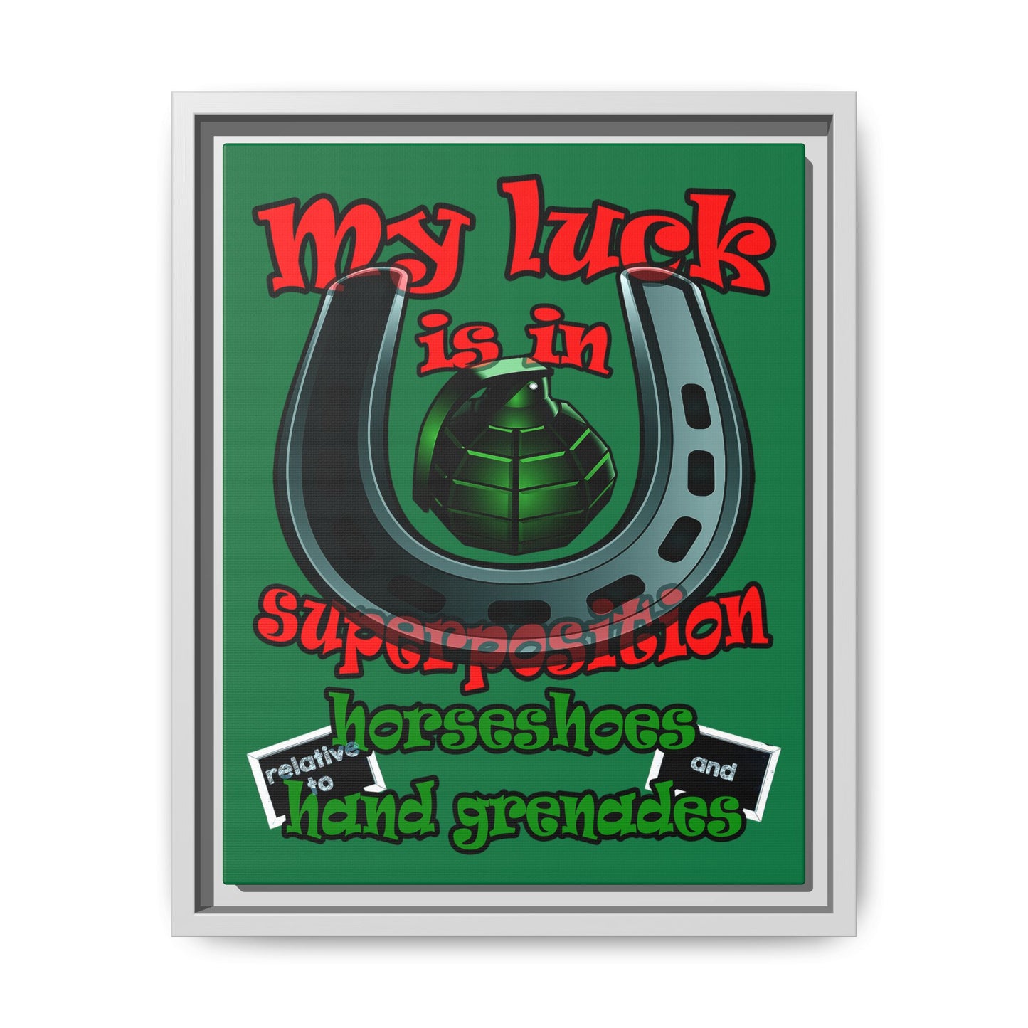 my luck - framed canvas art (dark green)