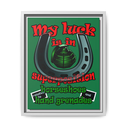 my luck - framed canvas art (dark green)