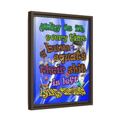 the bum's shit - framed canvas art (blue-white wave)
