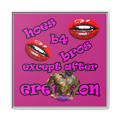 hoes b4 bros - framed canvas art (pink)