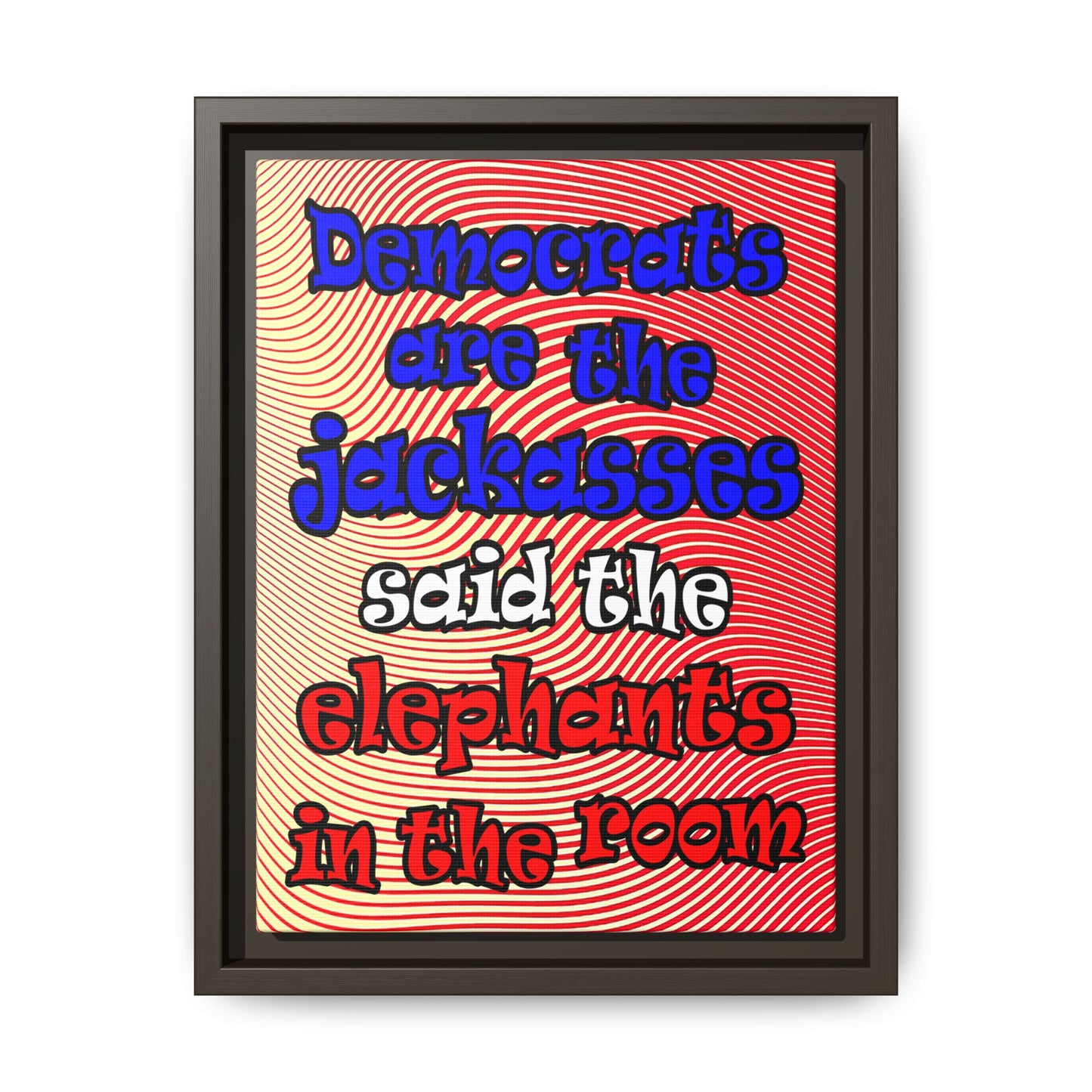 donkeys and elephants - framed canvas art (yellow-orange wave)