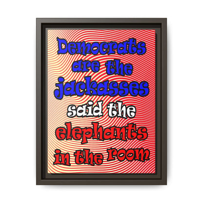 donkeys and elephants - framed canvas art (yellow-orange wave)