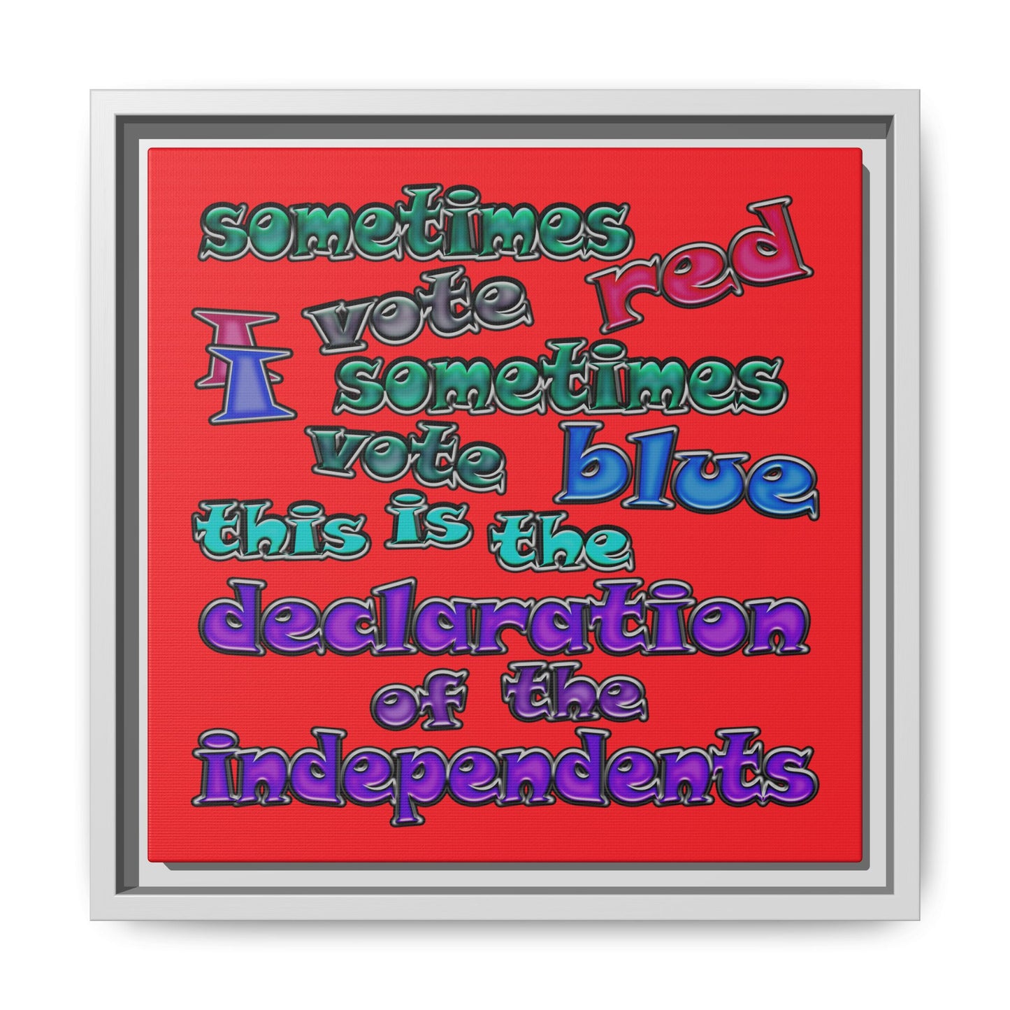 declaration of the independents - framed canvas art (red)