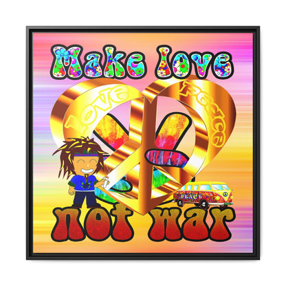 love peace - framed canvas art (color blur)