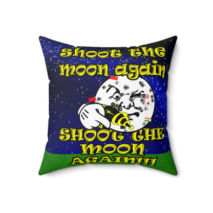 shoot the moon again - Spun Polyester Square Pillow - ('snoops' background)