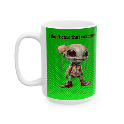 I don't care that your grey - White Mug (logo green)