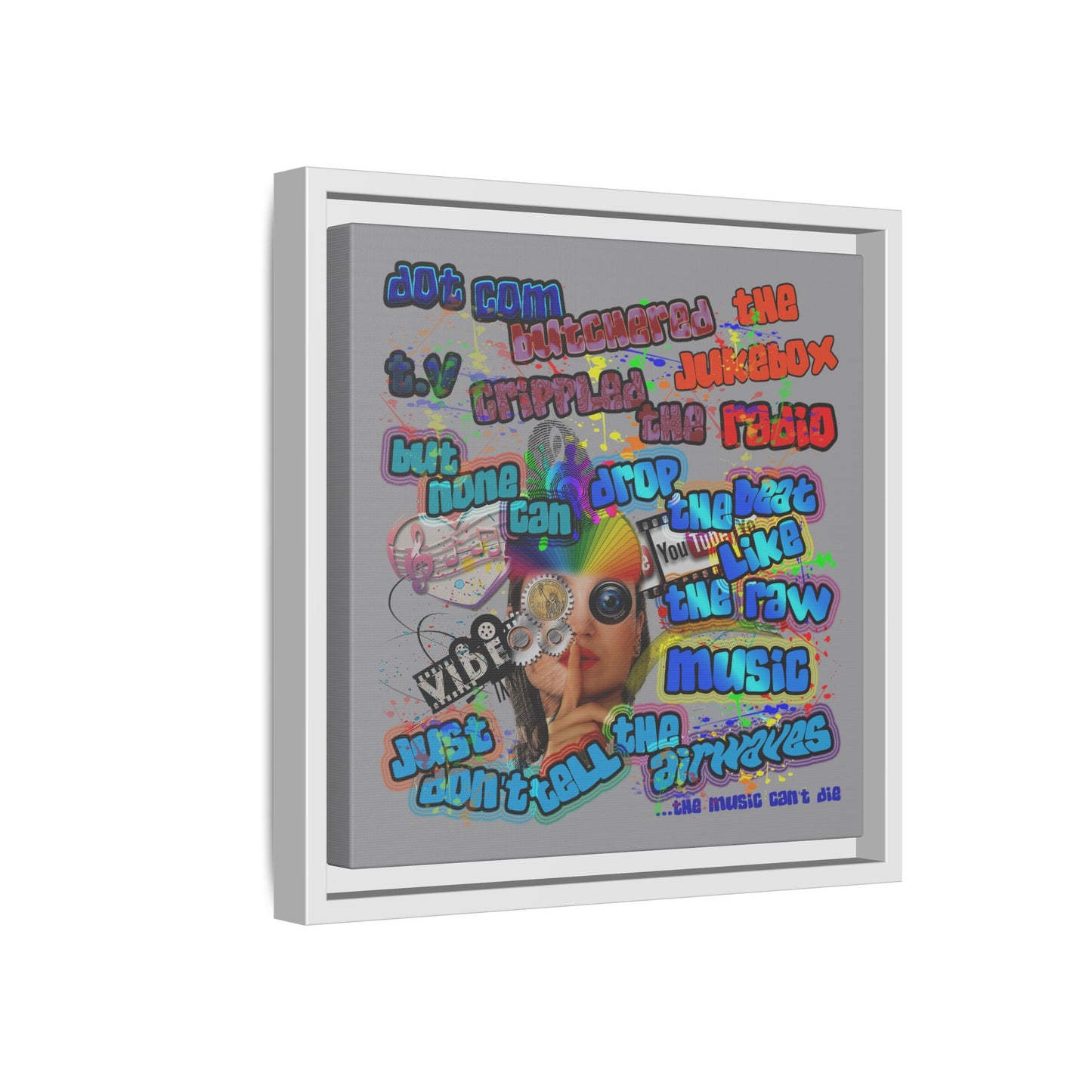 drop the beat - framed canvas art (grey)