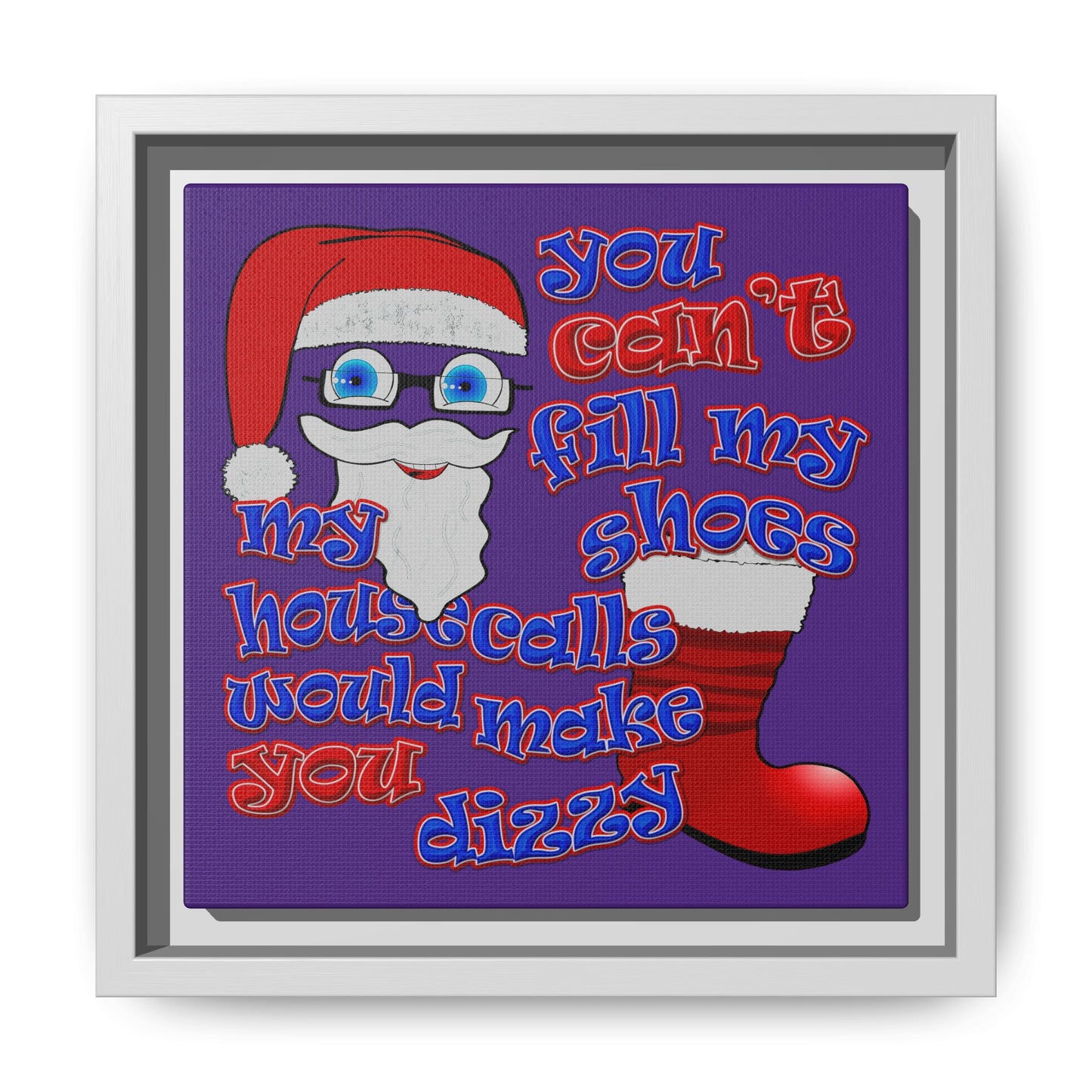 santa's shoes - framed canvas art (purple)