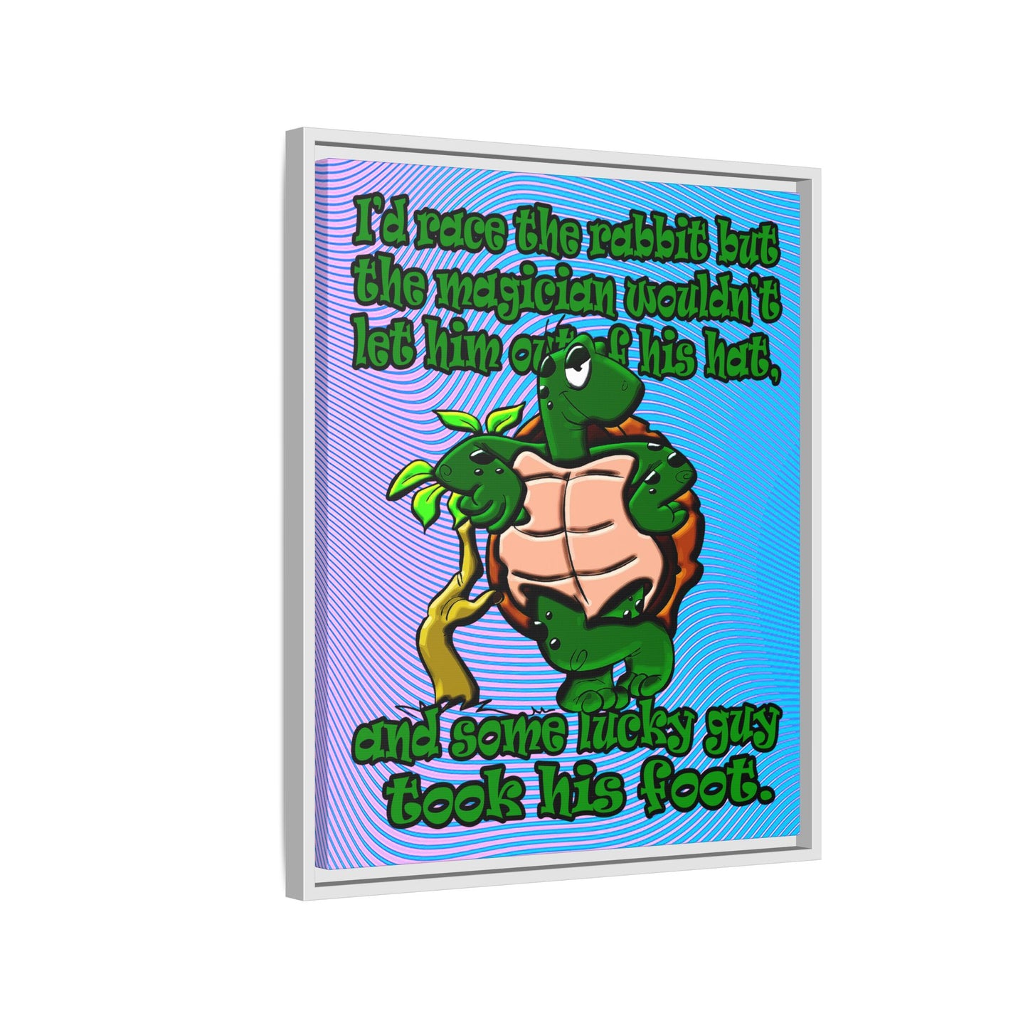 turtle race - framed canvas art (light blue-purple wave)