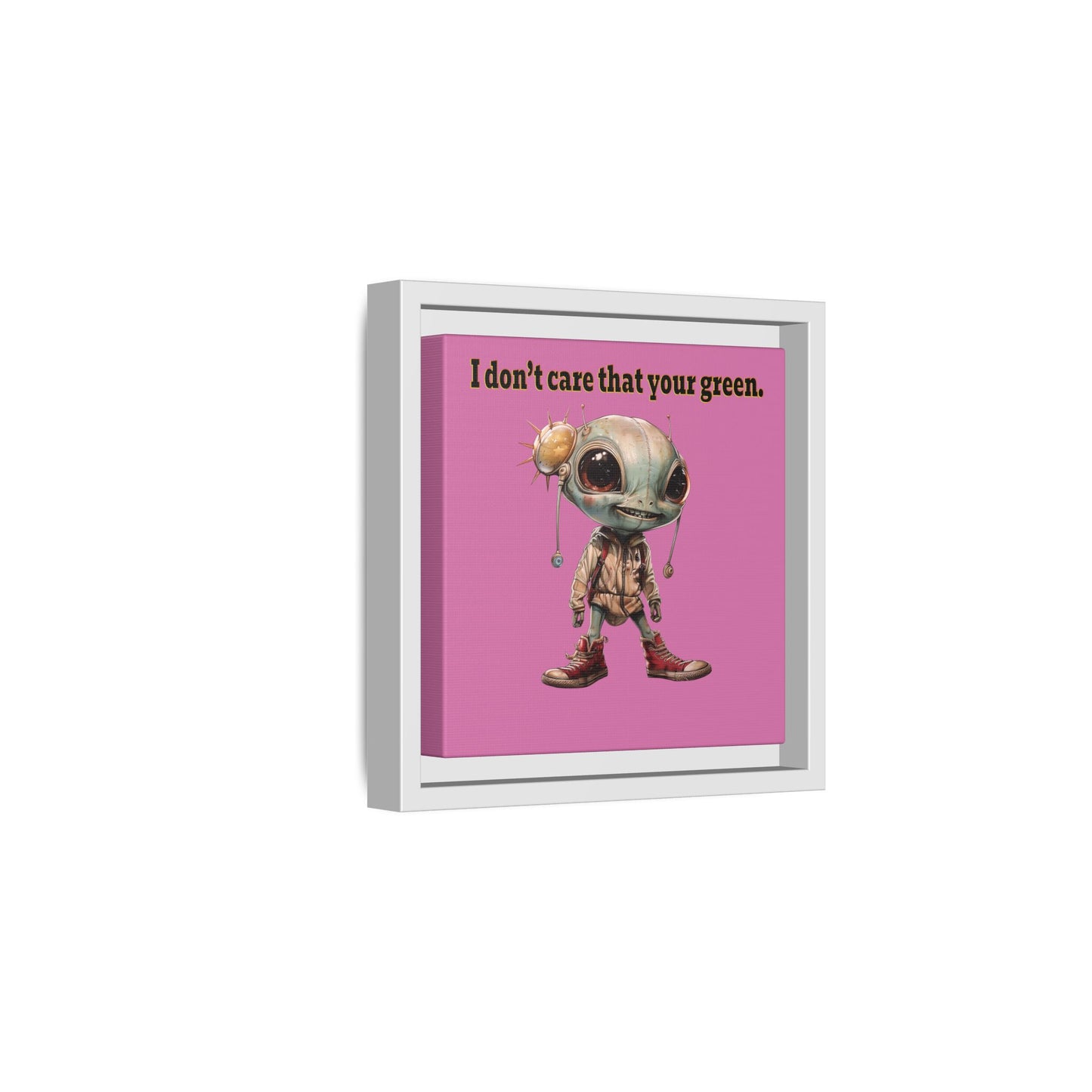 I don't care that your green - framed canvas art (light pink)