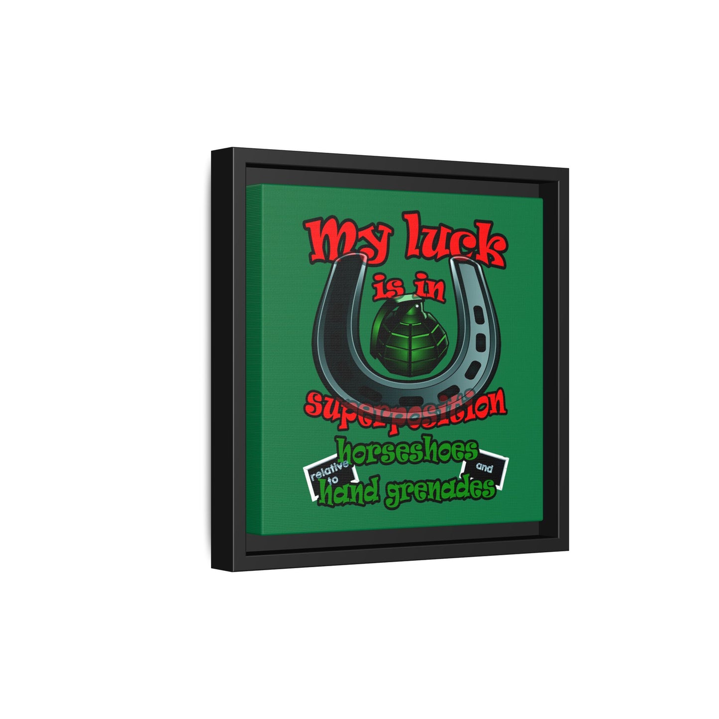my luck - framed canvas art (dark green)