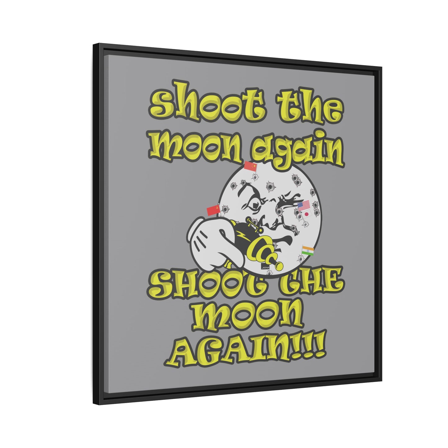 shoot the moon again - framed canvas art (grey)