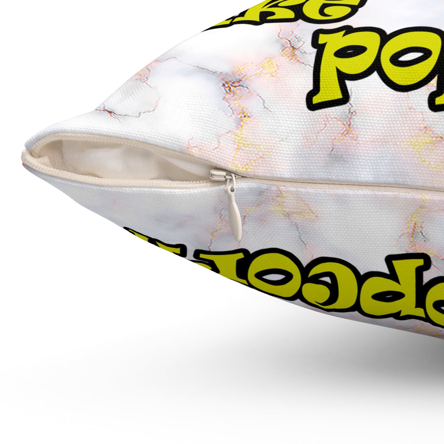 popping like popcorn - Spun Polyester Square Pillow - (white marble)