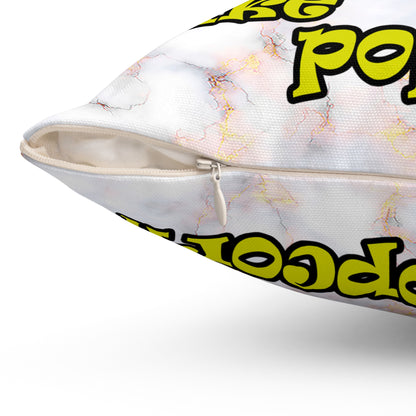popping like popcorn - Spun Polyester Square Pillow - (white marble)