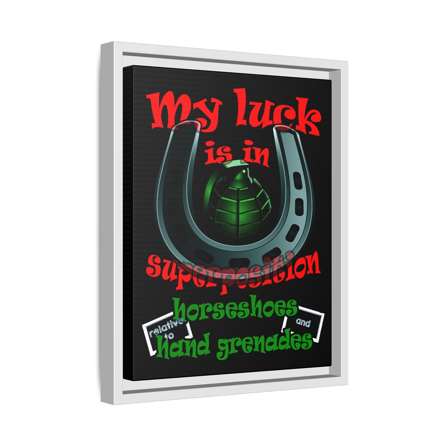 my luck - framed canvas art (black)