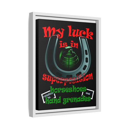 my luck - framed canvas art (black)