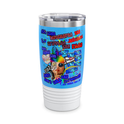 drop the beat - Ringneck Tumbler, 20oz  (light blue-purple wave)