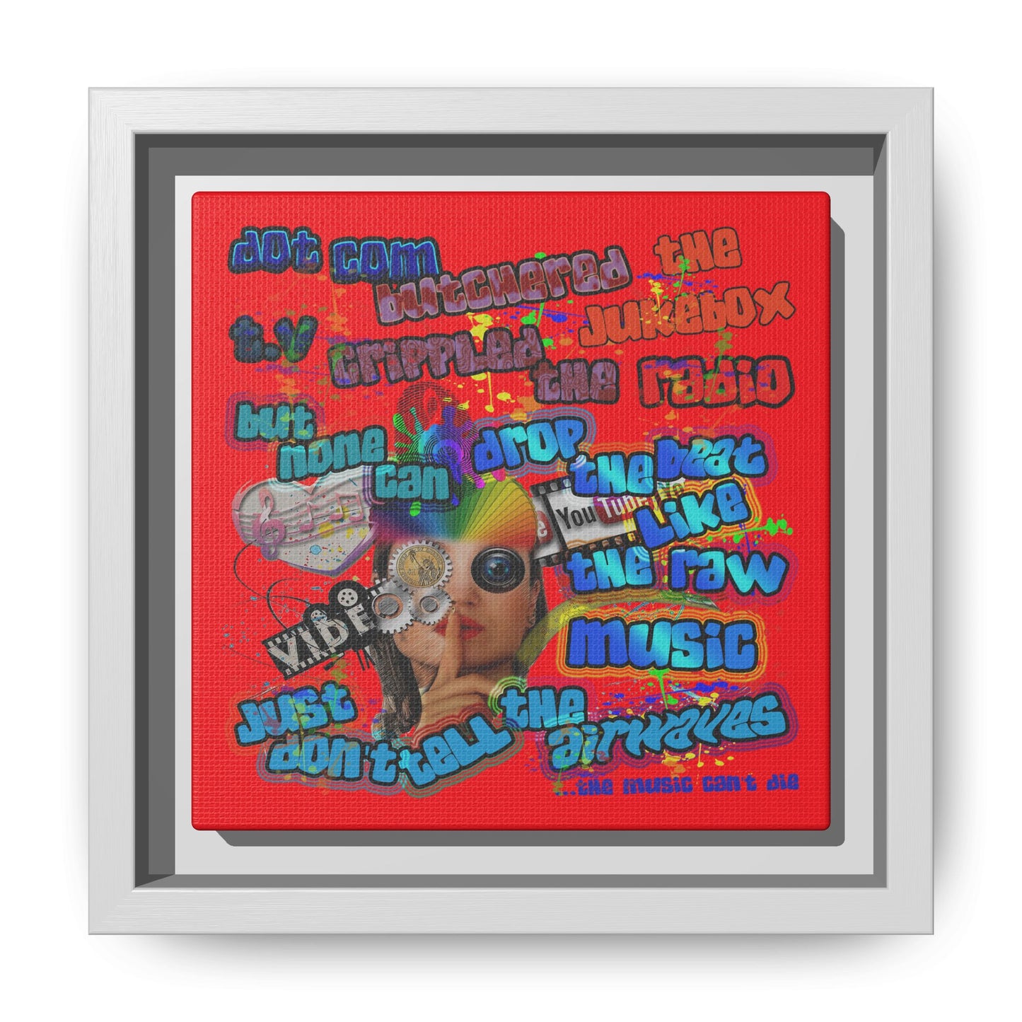 drop the beat - framed canvas art (red)