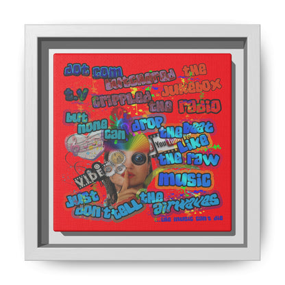 drop the beat - framed canvas art (red)