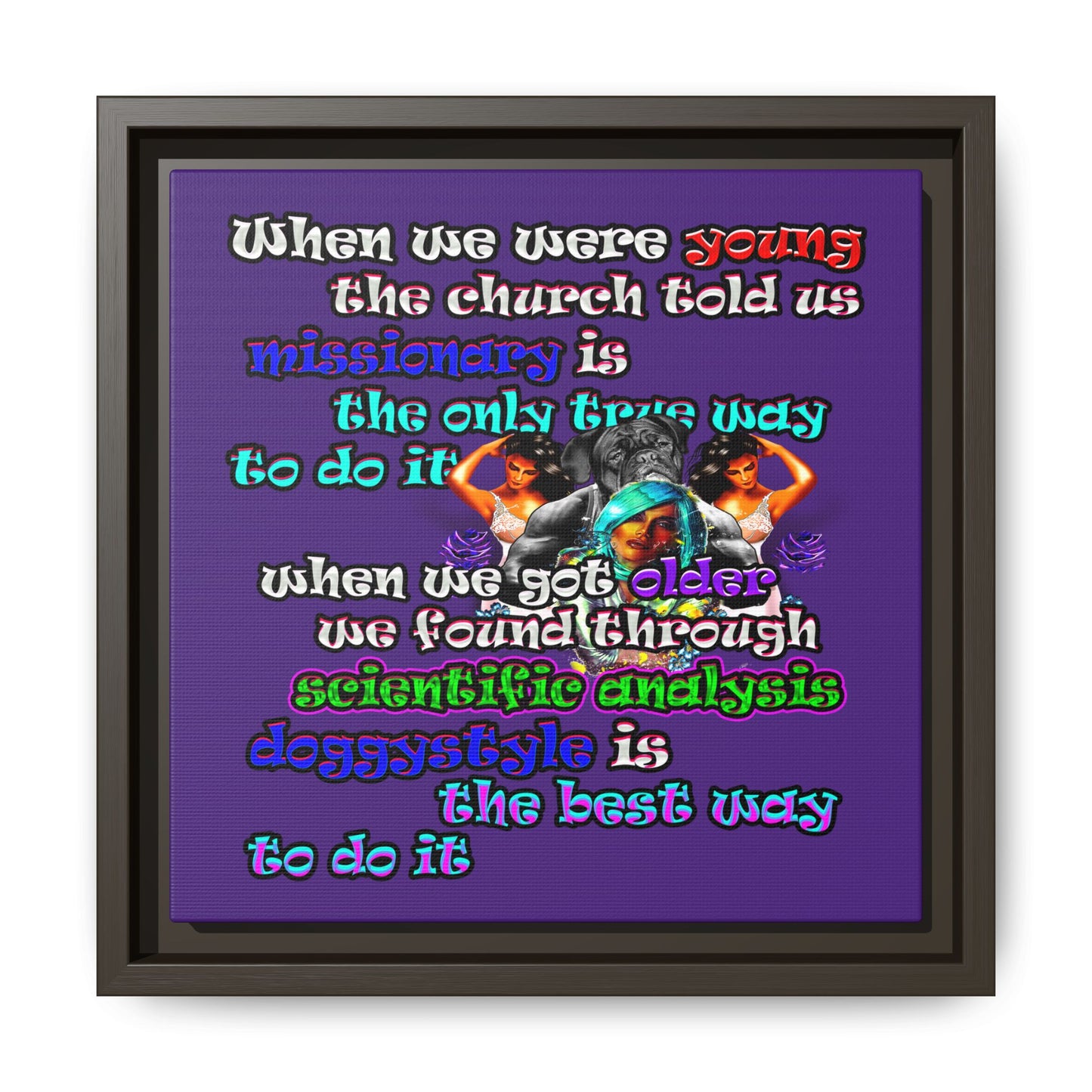 doggystyle - framed canvas art (purple)