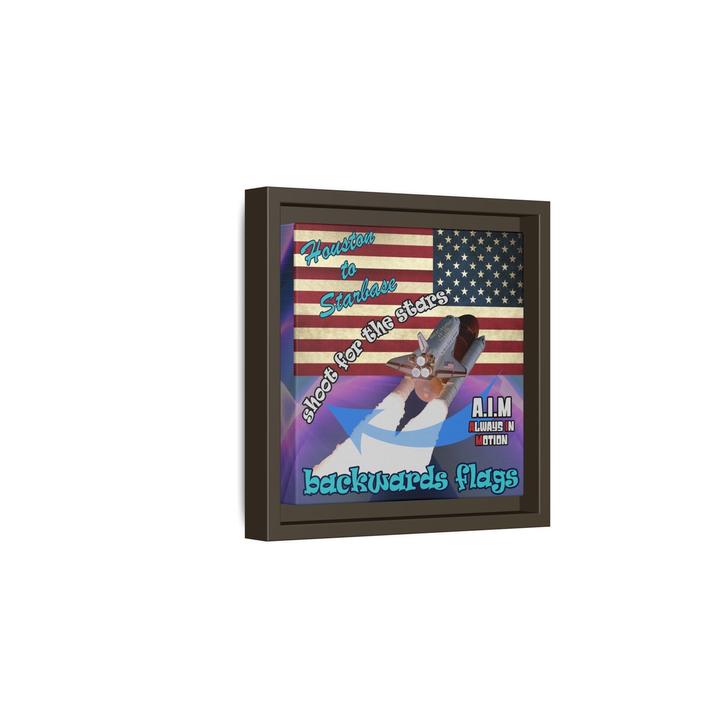 shoot for the stars - framed canvas art (grey-pink wave)