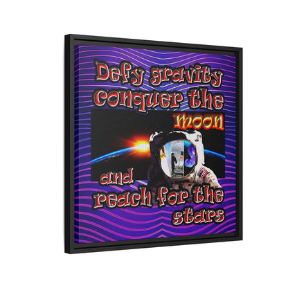 defy conquer reach - framed canvas art (purple wave)