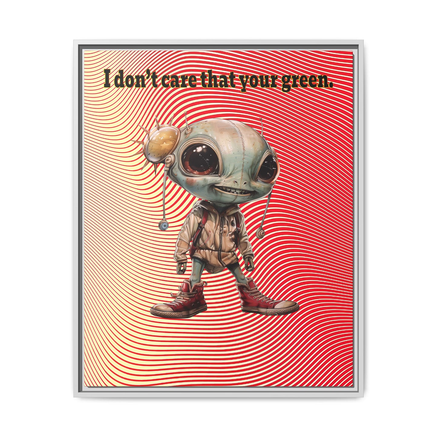 I don't care that your green - framed canvas art (yellow-orange wave)