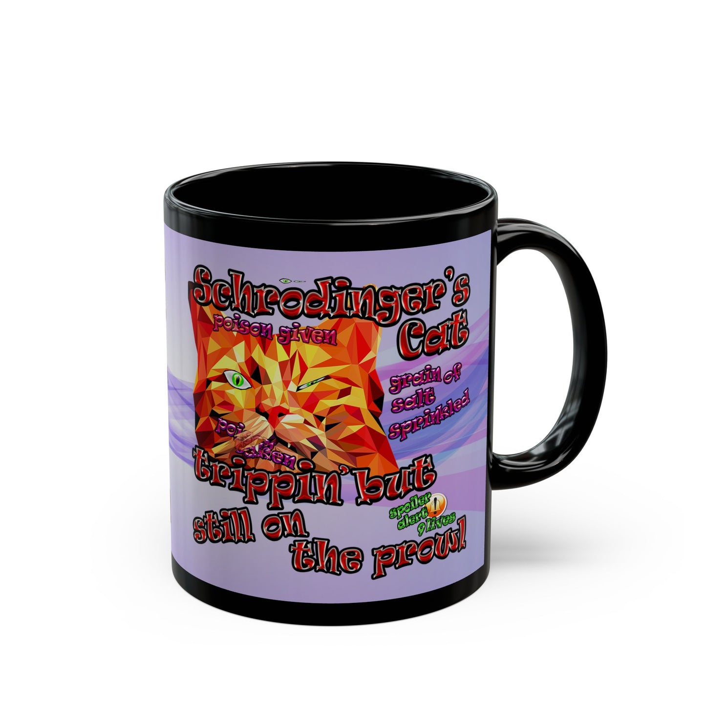 schrodinger's cat - Black Mug (light blue-pink wave)