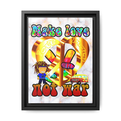 love peace - framed canvas art (white marble)