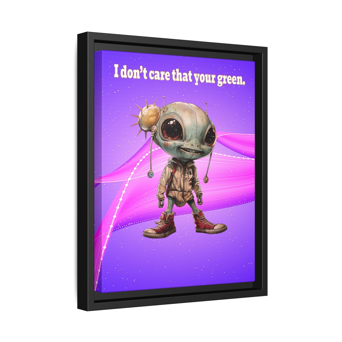 I don't care that your green - framed canvas art (purple-pink wave)