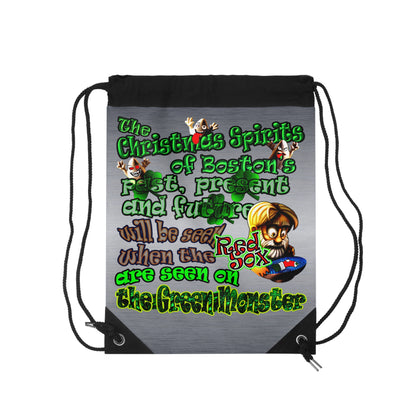 christmas spirits of boston - Drawstring Bag (brushed nickel)