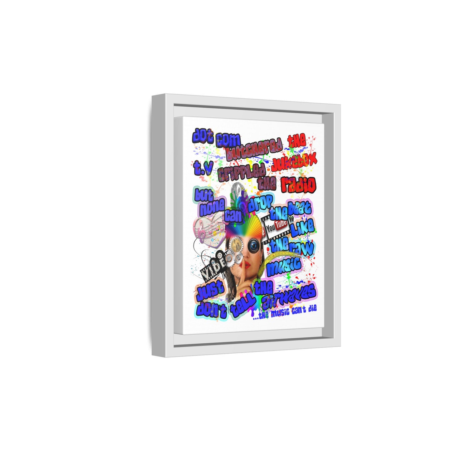 drop the beat - framed canvas art (white)