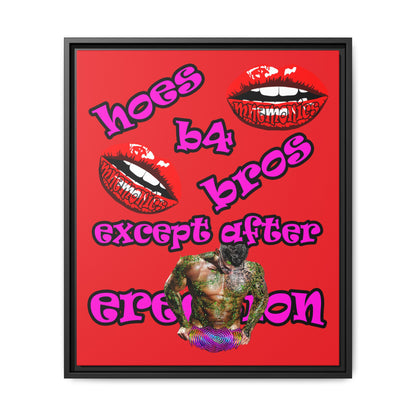 hoes b4 bros - framed canvas art (red)