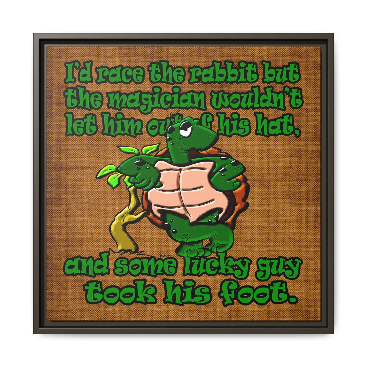 turtle race - framed canvas art (brown papyrus)