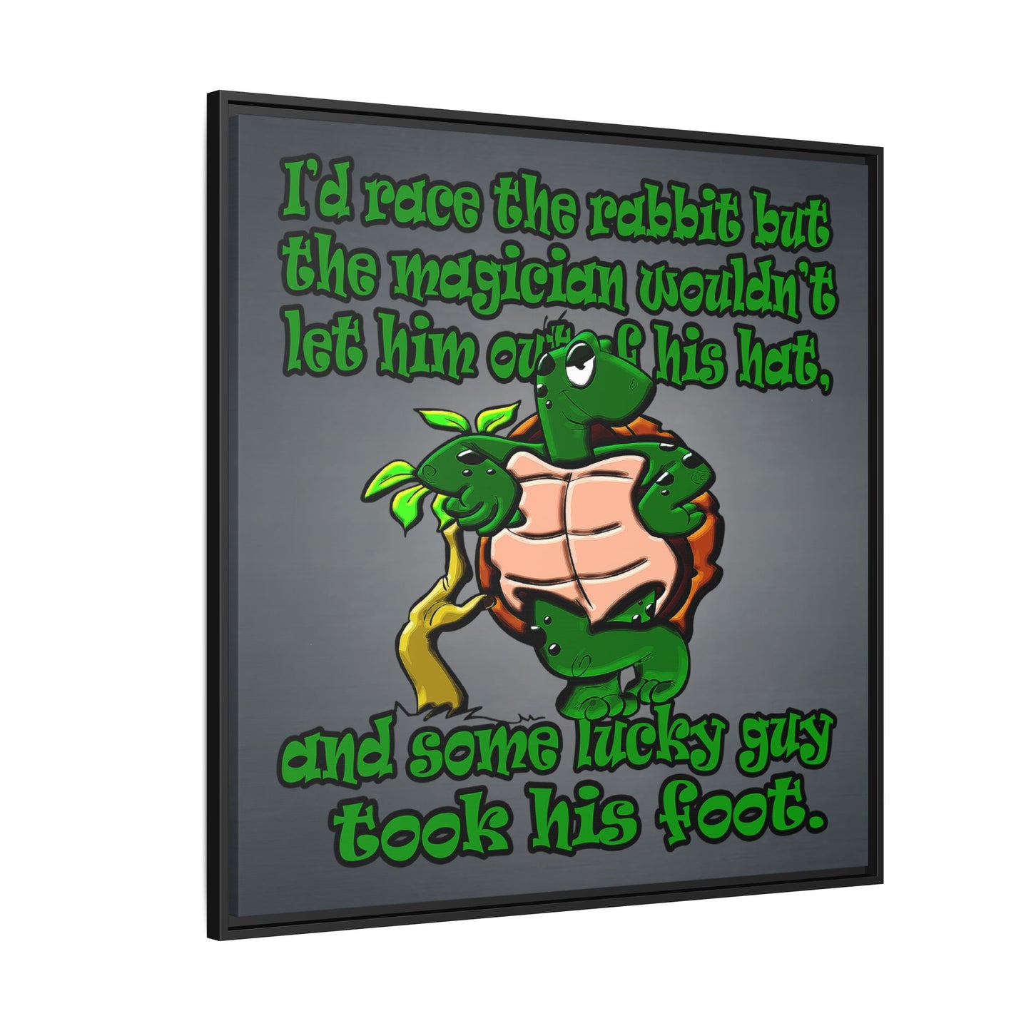 turtle race - framed canvas art (grey-light grey)