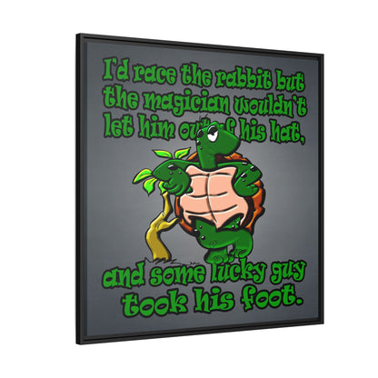 turtle race - framed canvas art (grey-light grey)