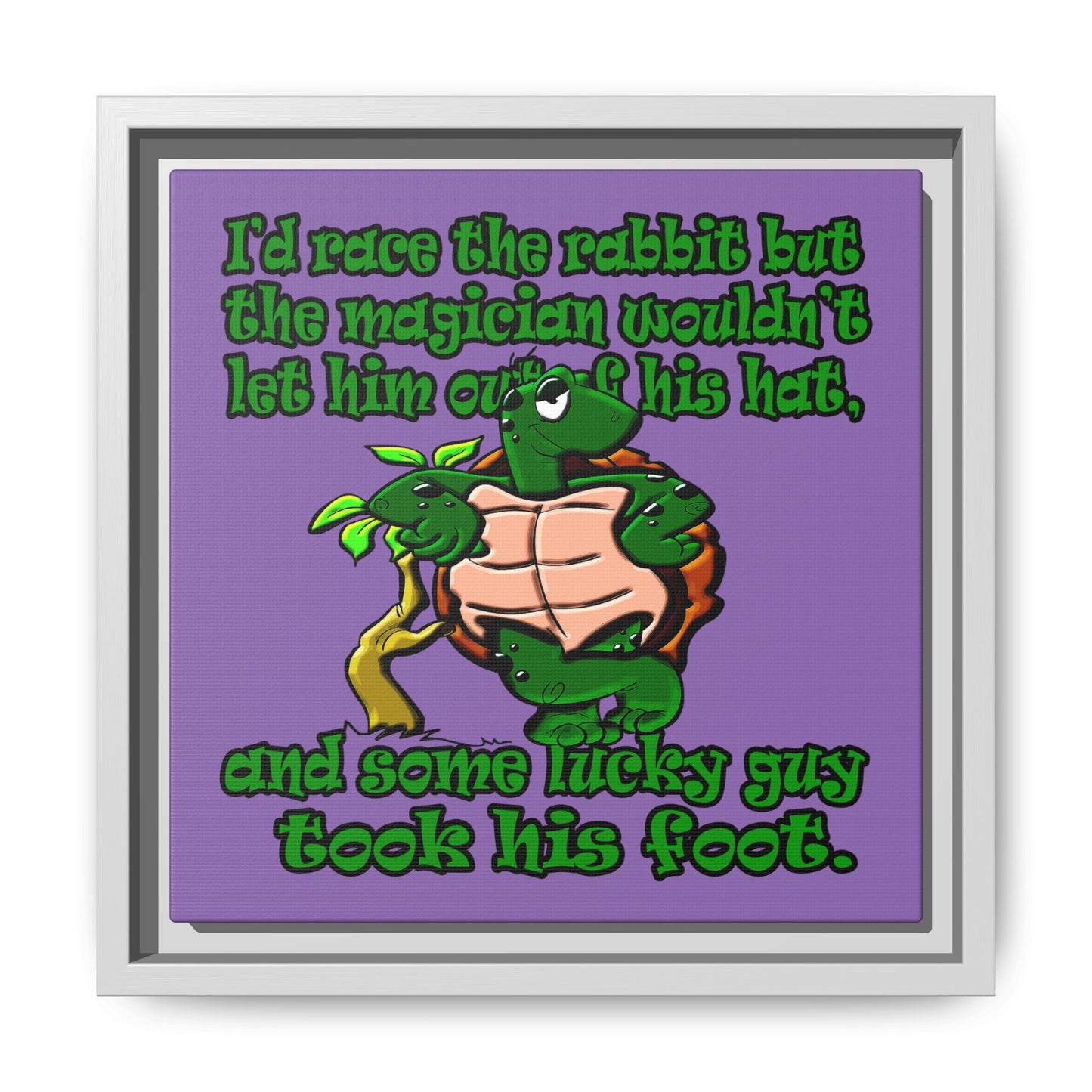 turtle race - framed canvas art (light purple)