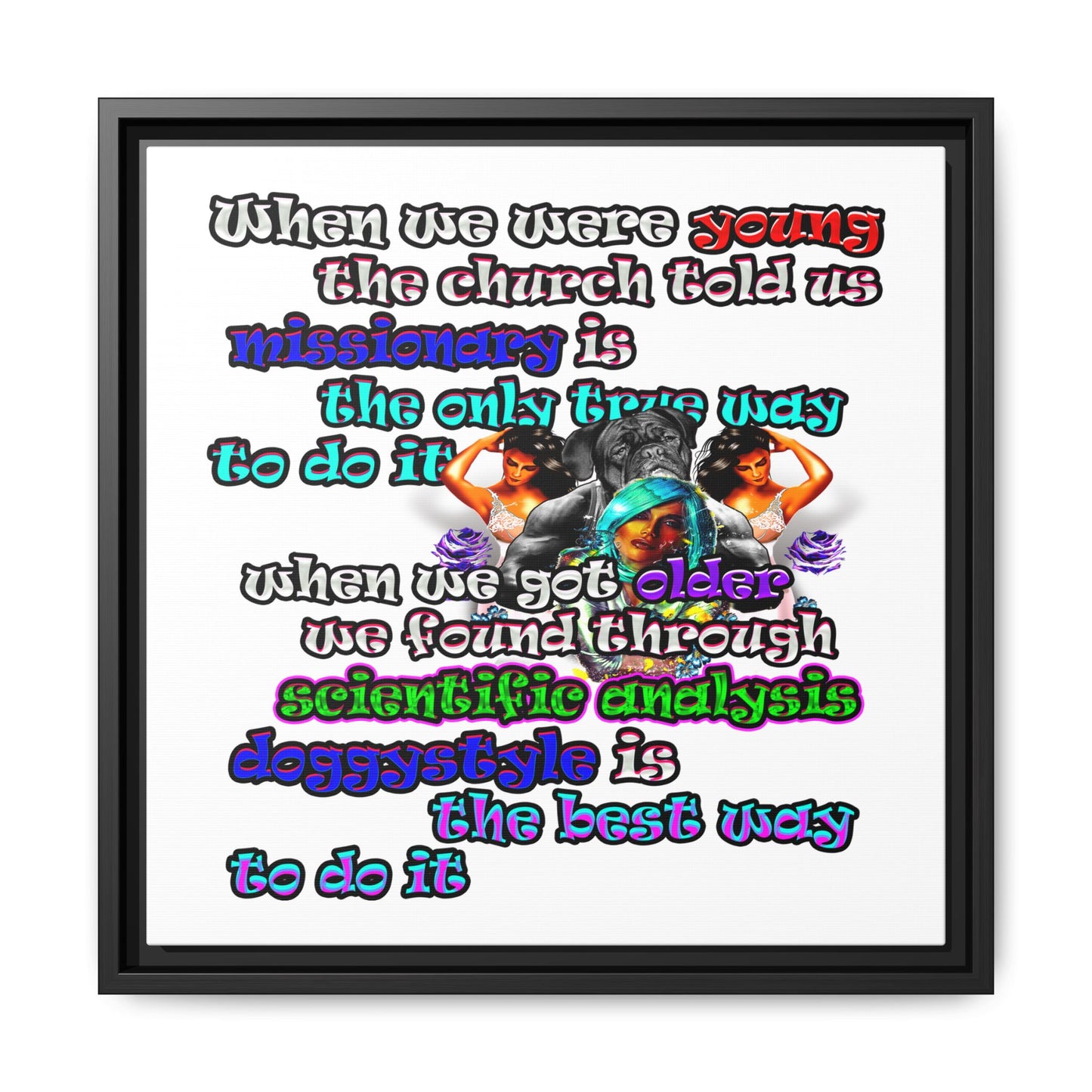 doggystyle - framed canvas art (white)