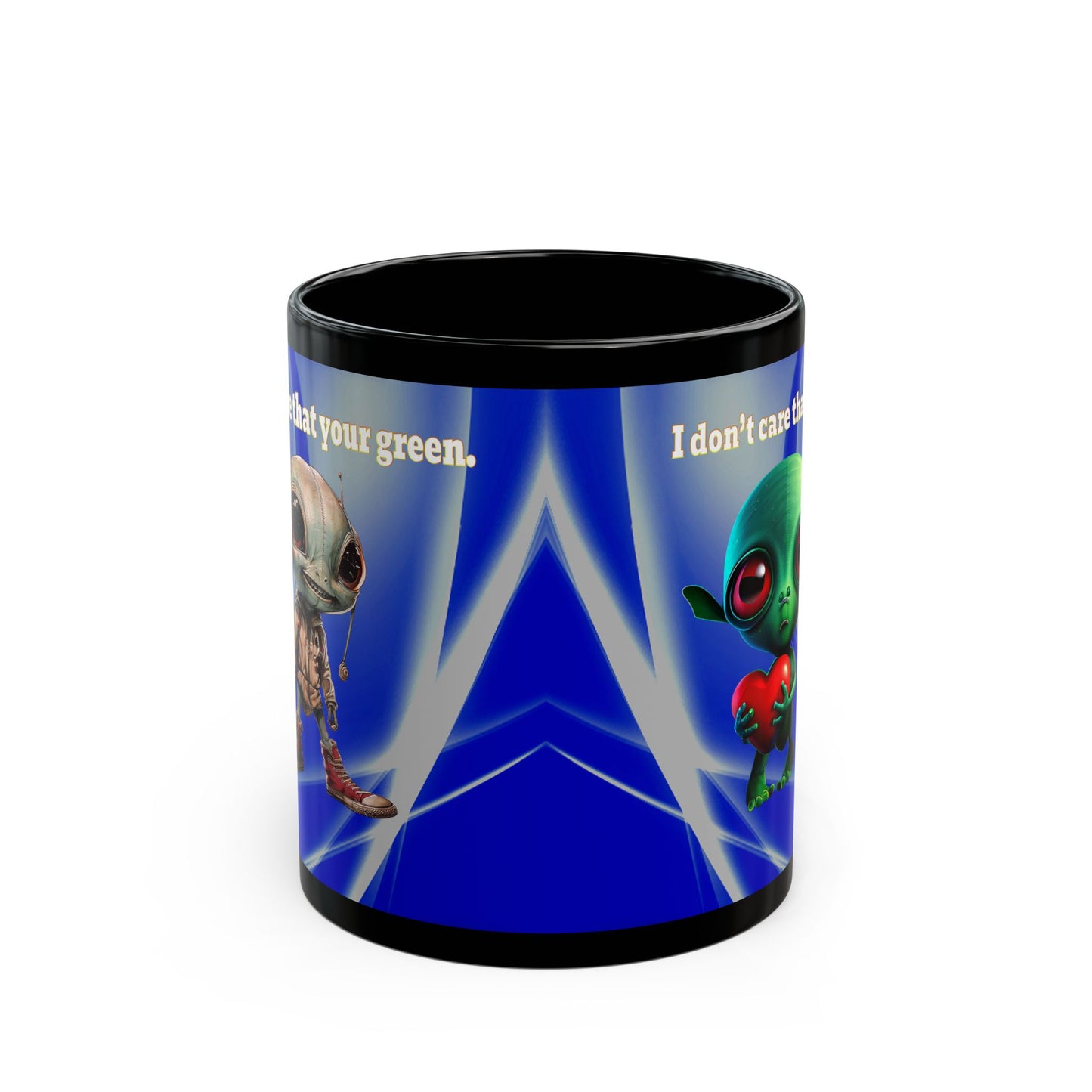 I don't care that your grey - Black Mug (blue-white wave)